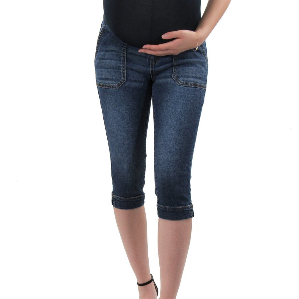Medium Wash Maternity Capri Jean